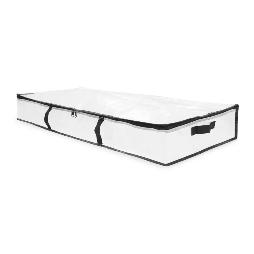 Extra Large Under Bed Storage Bag with Zipper and Handles, Waterproof Fabric Organizer for Clothes Blankets Seasonal Items, 42x18x6 Inch