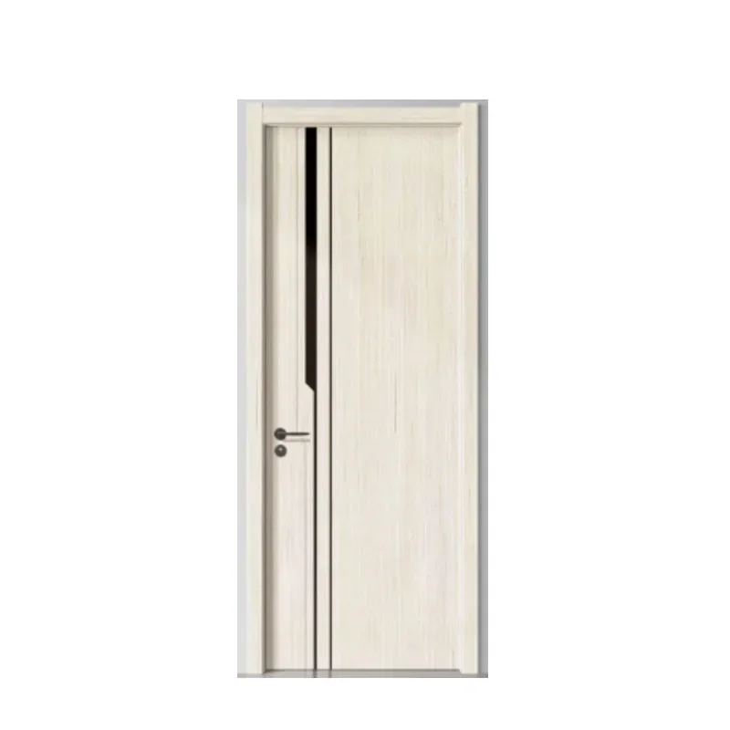 Modern wood door design simple flush high quality wooden door style inlay aluminum strip Italy wood door