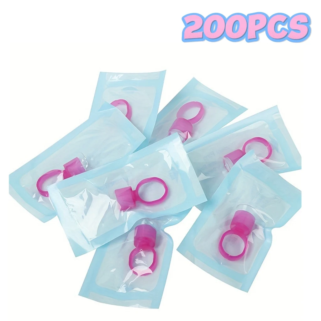 200 stücke rosa profession elle Microb lading liefert Kit - Pigment kleber ringe, Schwamm tinten becher, Tätowierung aus strap azier fähigem Kunststoff