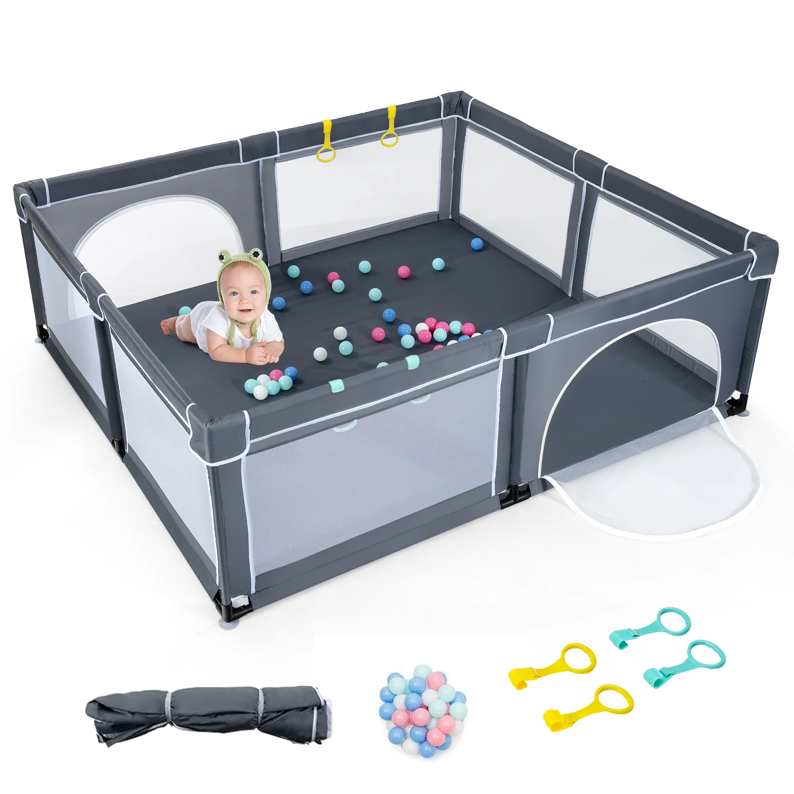 Extra großer Baby Laufs tall Sicherheit Baby Spielplatz mit 50 Ozean bällen & 4 Griffen