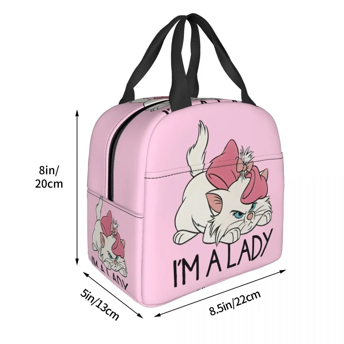 I\'m A Lady Marie Aristocats Cute Cats Insulated Lunch Bag Large Lunch Container Cooler Bag Tote Lunch Box Picnic Food Handbags