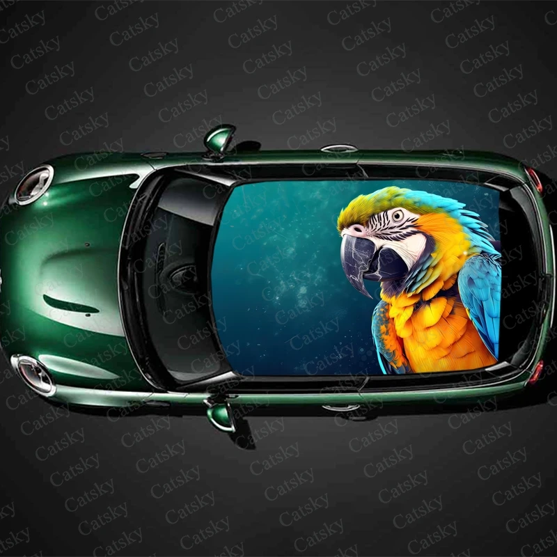 Macaw Parrot Car roof sticker wrap racing SUV accessories packaging painting PVC car accessories graphic decals