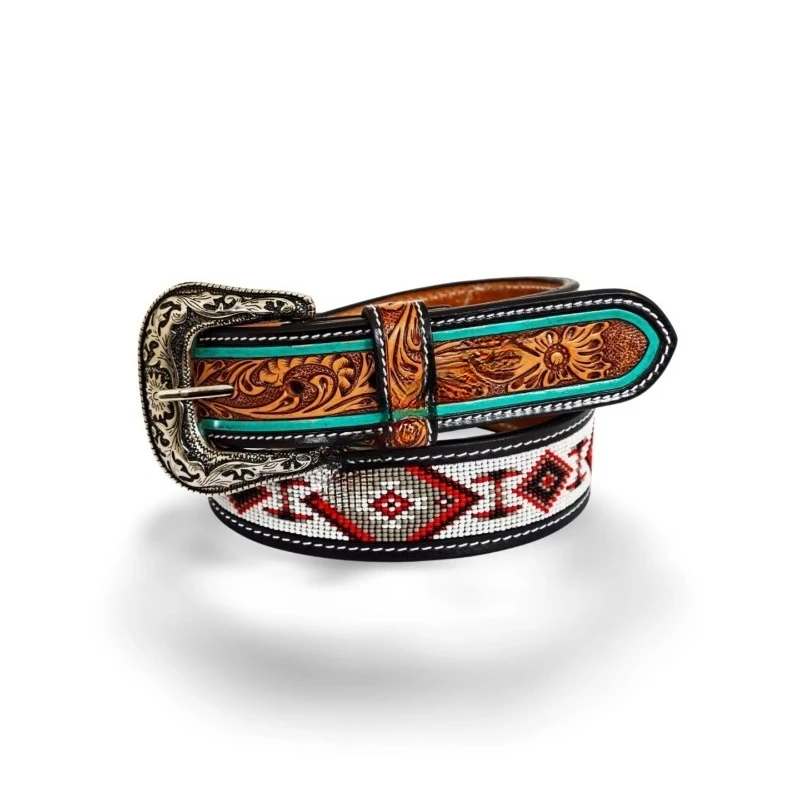 

Beaded Western Belt--Classic Western Handmade Leather High-quality Accessories