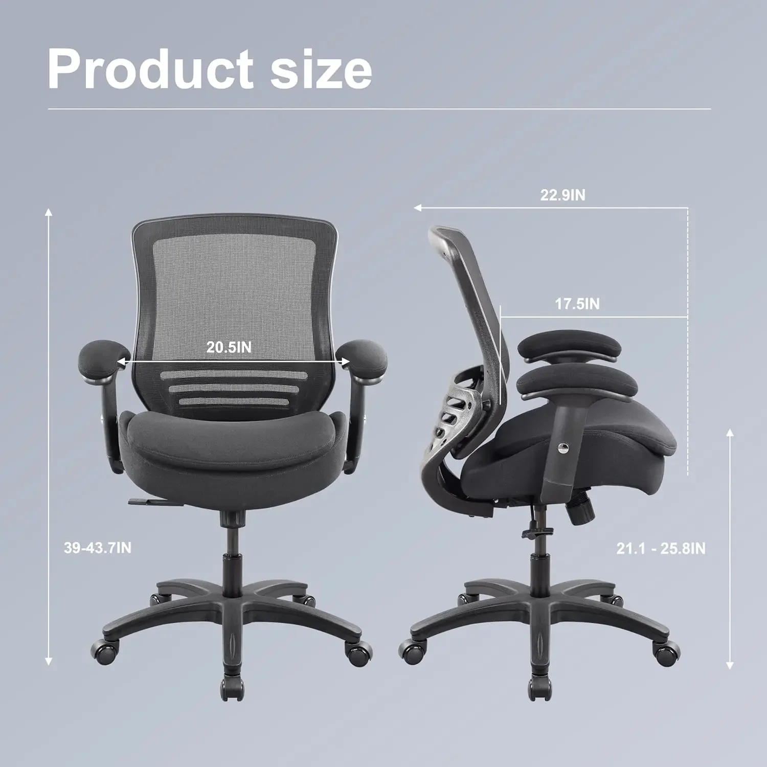 Office Chair Ergonomic Desk Chair Mesh Computer Chair,Height Adjusting Arm Waist Support Function-Black