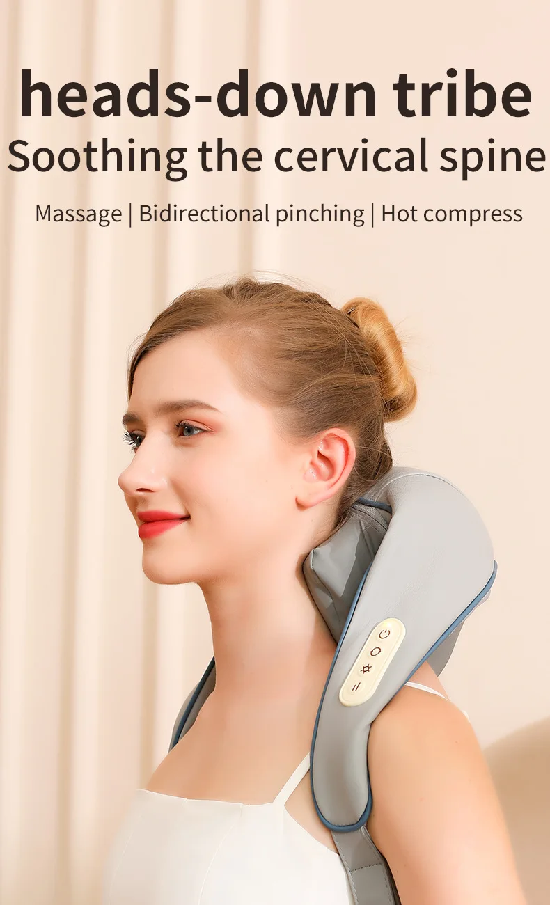 Rechargeable electric neck and shoulder massager, trapezius muscle kneading, cordless mini back air pressure massager