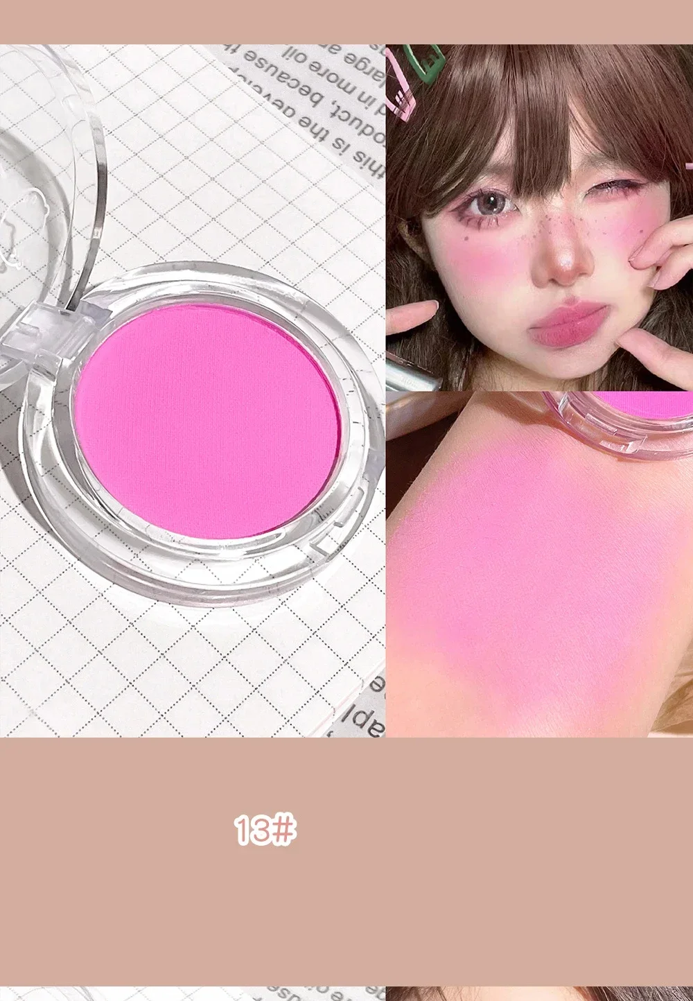 Monochrome Rouge-Palette, rosafarbenes, orangefarbenes, weiches Rouge-Puder, natürliche Wangenfarbe, Gesichts-Make-up, matte Rouge-Contour-Schattenpalette für Mädchen – Detail 13