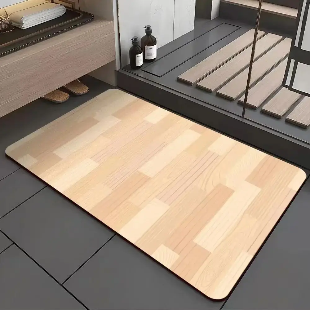 VIKAMA Retro Diatomite Rug Water Absorbing Slip Resistant Floor Mat Bathroom Kitchen Home Ornament