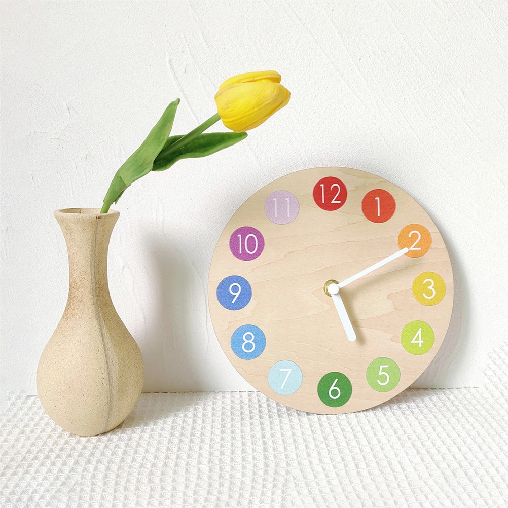 

Decorative Wooden Wall Clock Quiet Movement for Home Living Room Bedroom Wall Pendant Clock with Chic Rainbow Finish