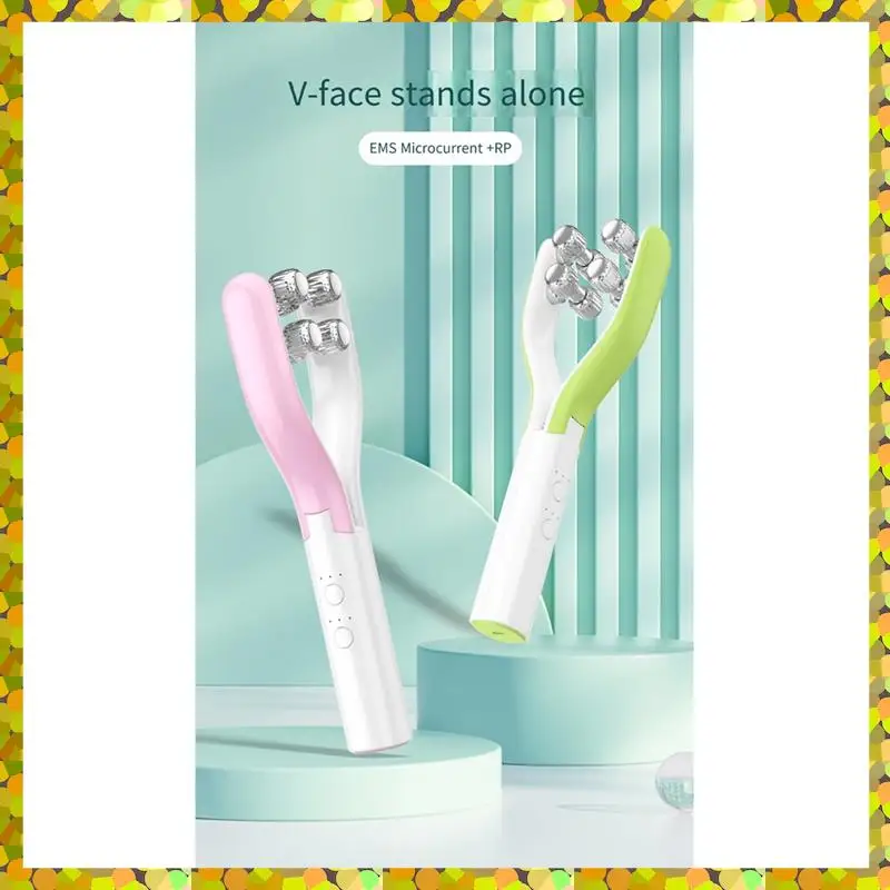 AGLH EMS Microcurrent Roller Artefak Pelangsing Wajah V-face Pemijat Wajah Kecantikan untuk Mengencangkan dan Mengangkat Wajah
