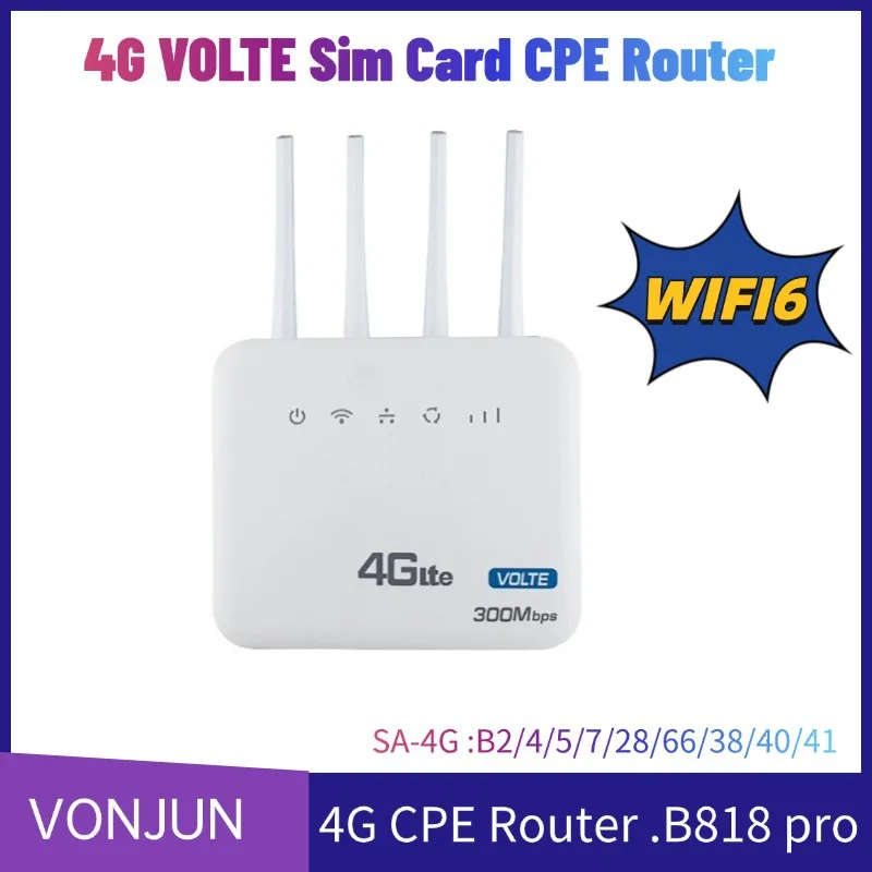 

4G WIFI6 router VOLTE wireless card insertion router 300Mbps 2.4G, with wired phone interface SIM card slot