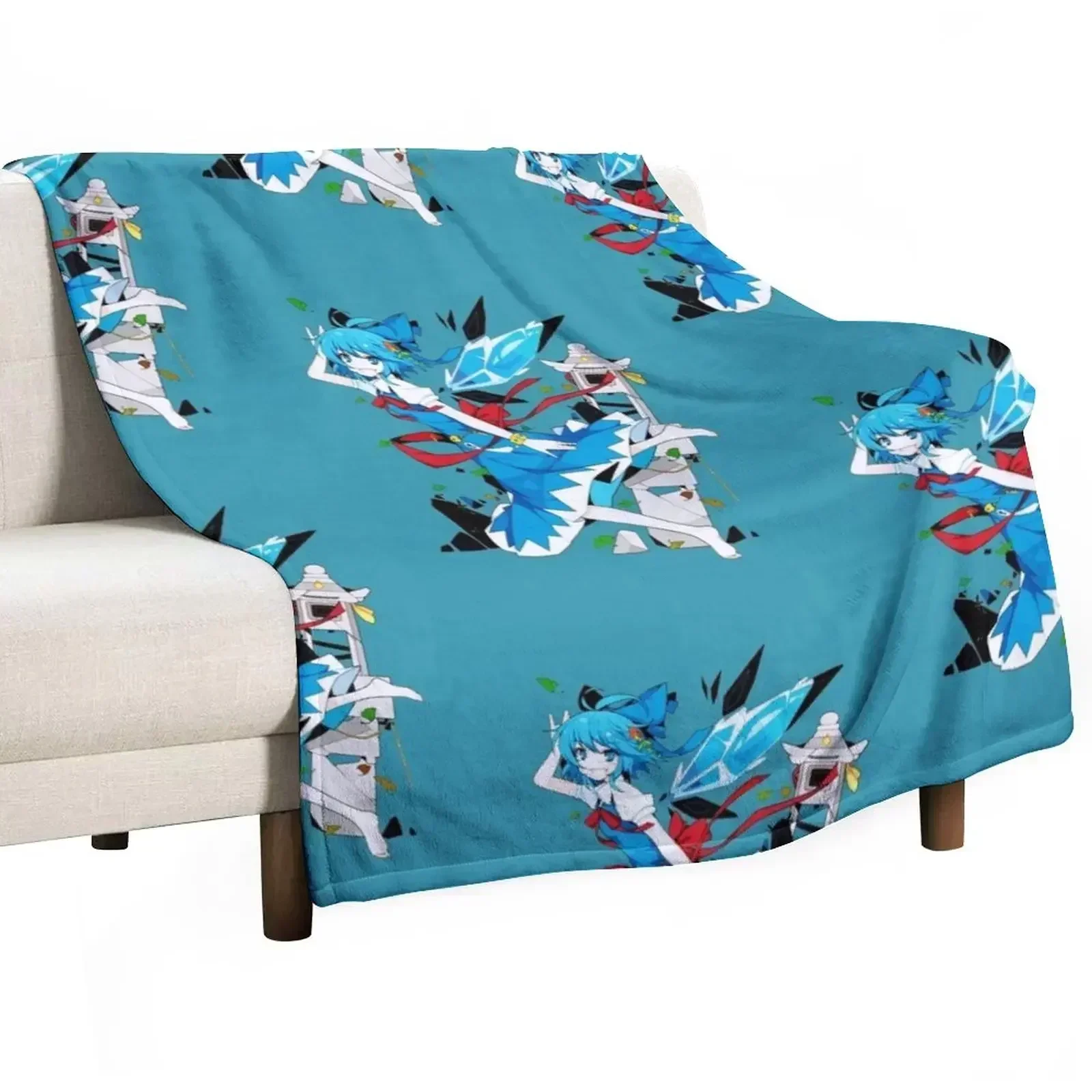 Touhou Project - Cirno Throw Blanket Decoratives Flannel Fabric Summer Beddings funny gift Luxury Throw Picnic Blankets