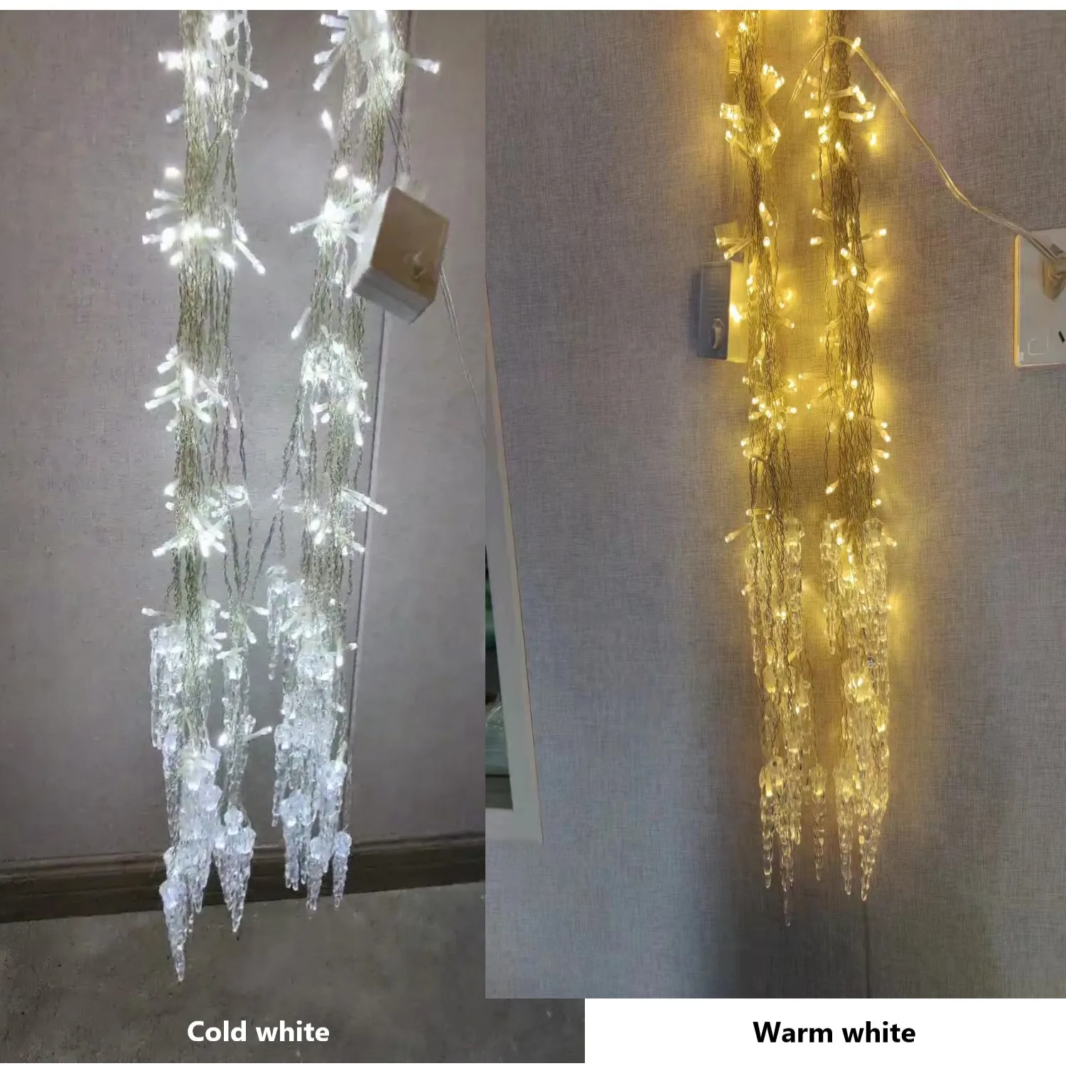 Lampu Hiasan Natal LED Bentuk Es di Rumah, Ornamen Natal Tahun Baru 2026, Dekorasi Rumah, Tersedia Empat Warna Lampu, Hiasan Es