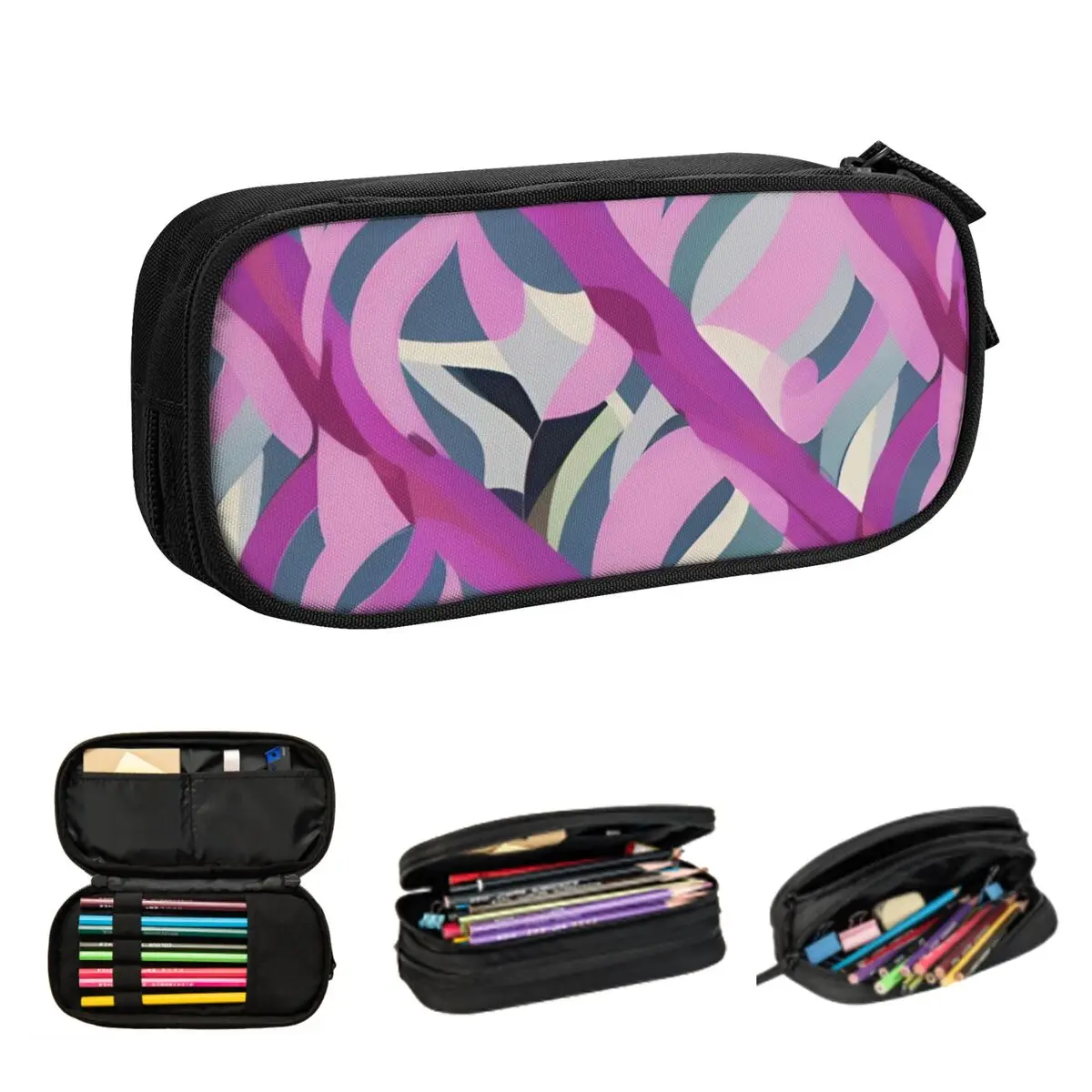 

Purple, Teal And Gray Vines Pencil Cases Large Storage Pen Bags Pen Box Pencil Pouch For Boys Girls Students Stationery School