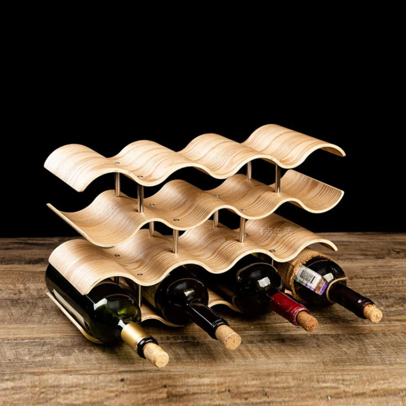 

Wooden wine rack home wine rack ornaments display rack wine cabinet multi-bottle lattice wine table top