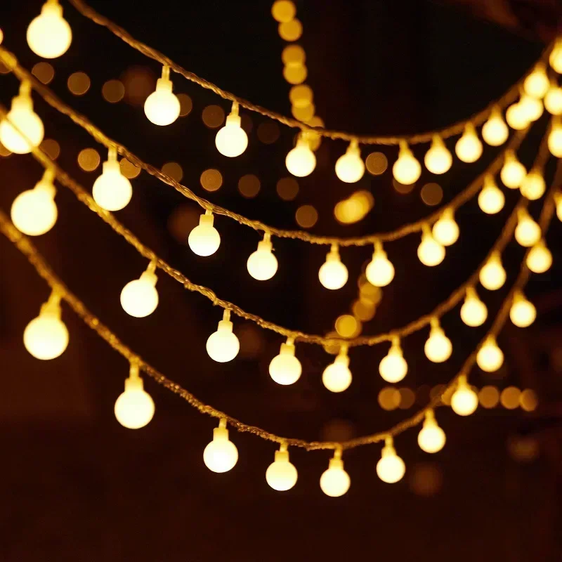 3M-22M EU Plug Ball LED String Lights Garland Lights Outdoor Lamp Wedding Garden Fairy Lights Christmas New Year  Decoration