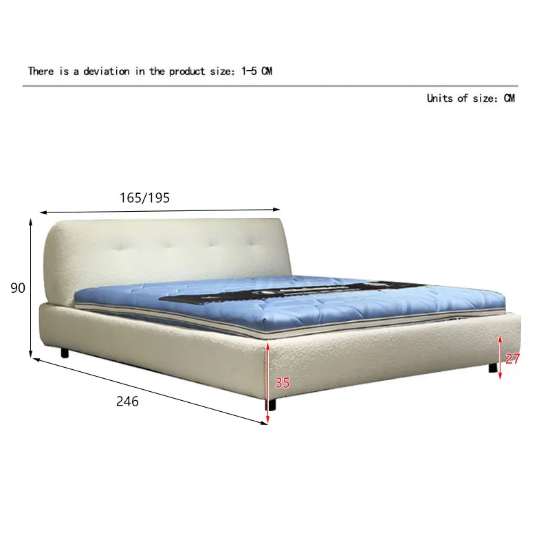 #French Cream Style Cotton Bed Modern Simple Light Luxury Bed
