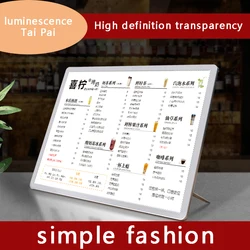LED coffee shop display card counter/restaurant ordering plate A3/A4