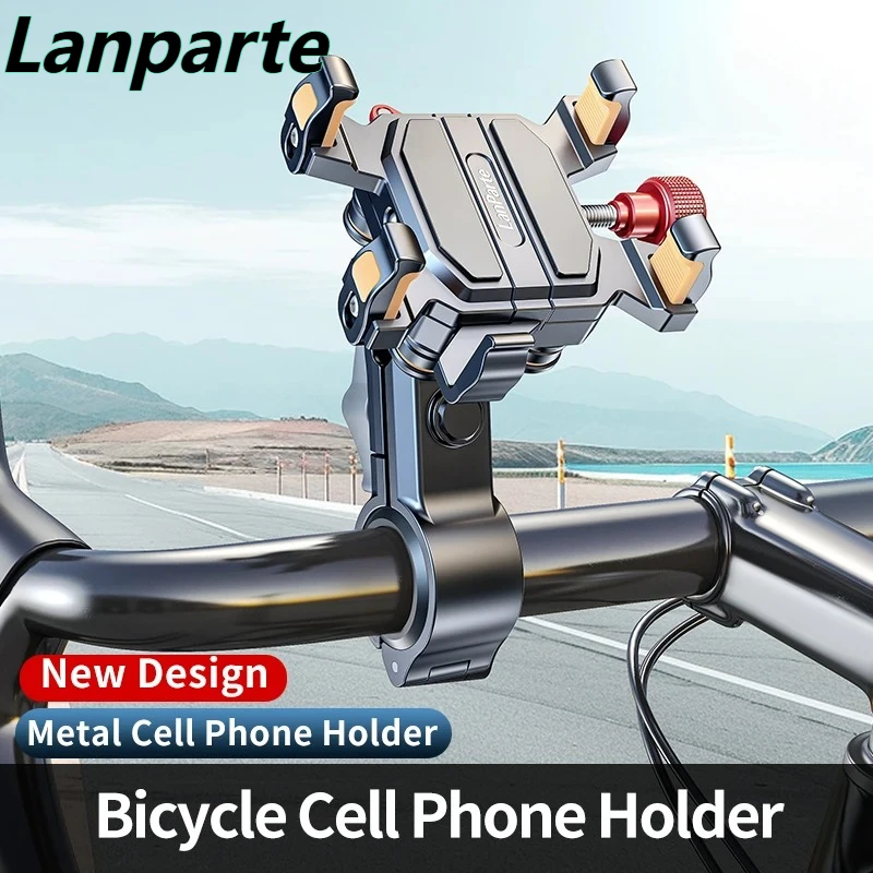 

Lanparte Mobile Phone Holder with Aluminum Secure Lock: Bike & Motorcycle Handlebar Mount - Bicycle, Motorbike Accessories