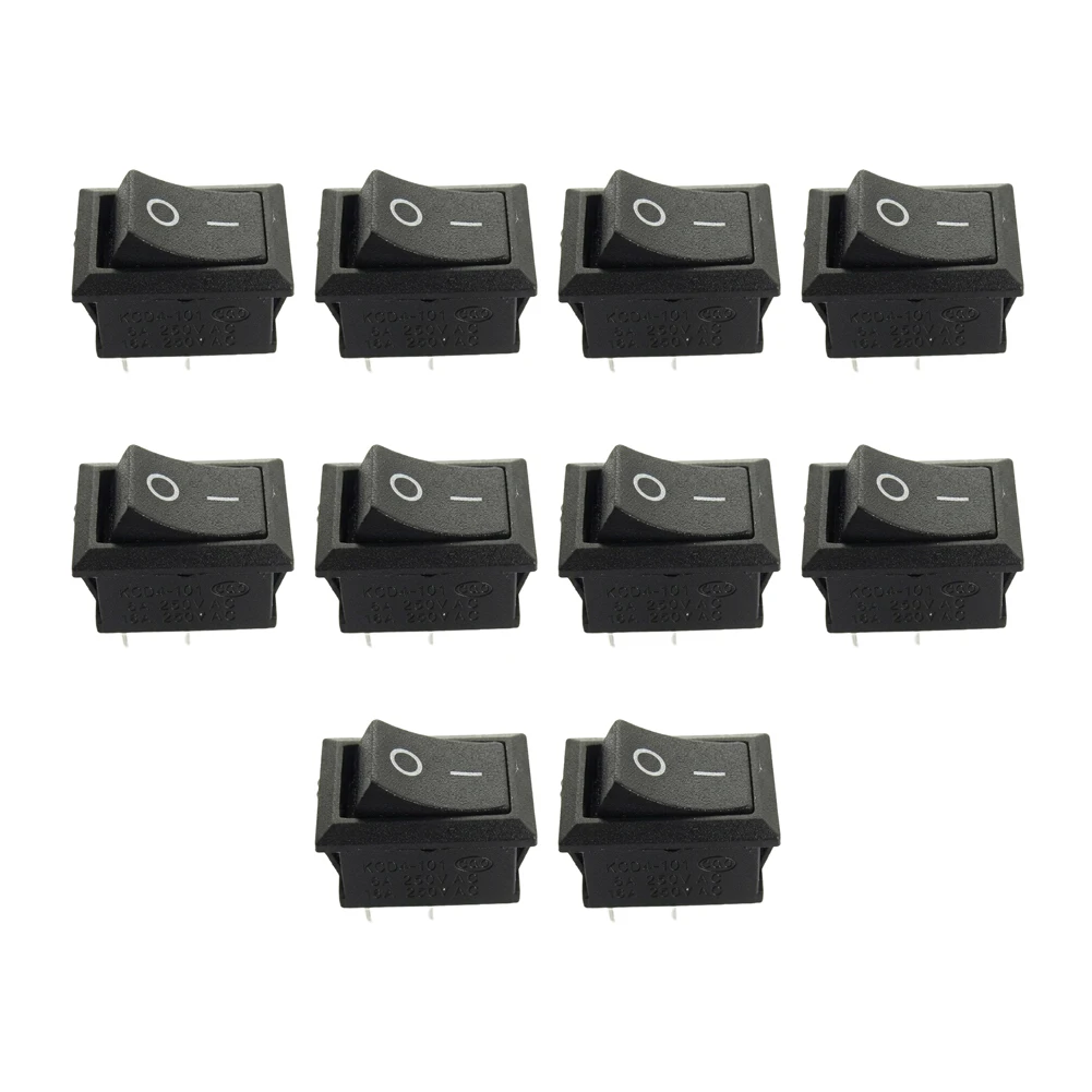 10PCS Square Black Rocker Switch For 2-Pin On-Off Power Switch For 250VAC 3A Compatible with DIY Electronics and Auto Systems