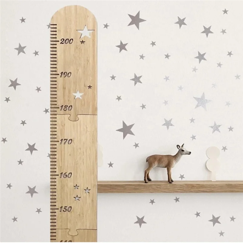 

ABWP-Growth Measuring Ruler Spliced Wooden Ruler Children's Room Patchwork Wooden Star Growth Measurement Ruler Height Ruler