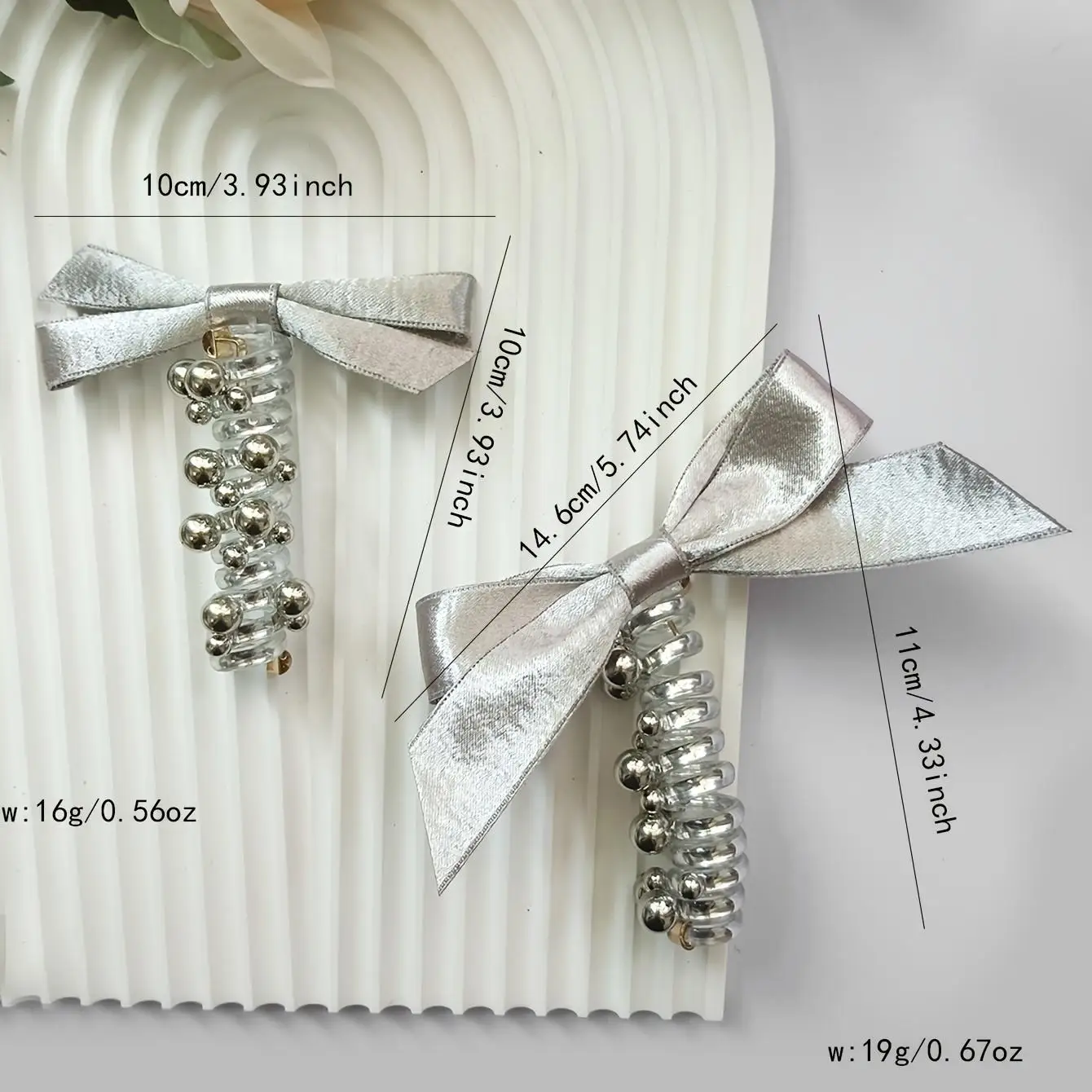 1pc women's silver bow phone line hair loop simple for the back of the head ponytail dress suitable for daily parties