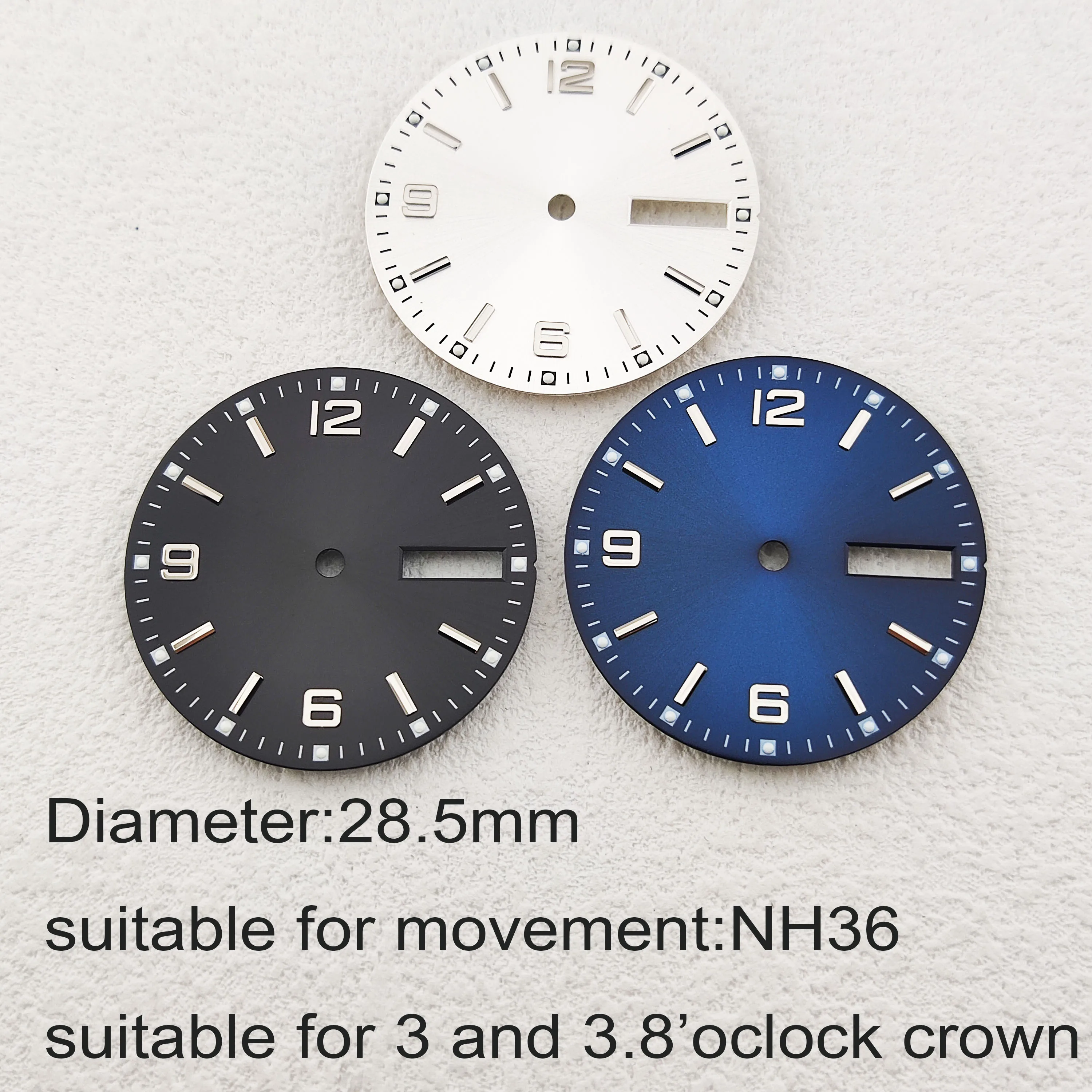 NH36 dial 28.50mm green Luminous NH35/NH36 watch dial suitable for NH35/NH36 movement and watch for men dial.