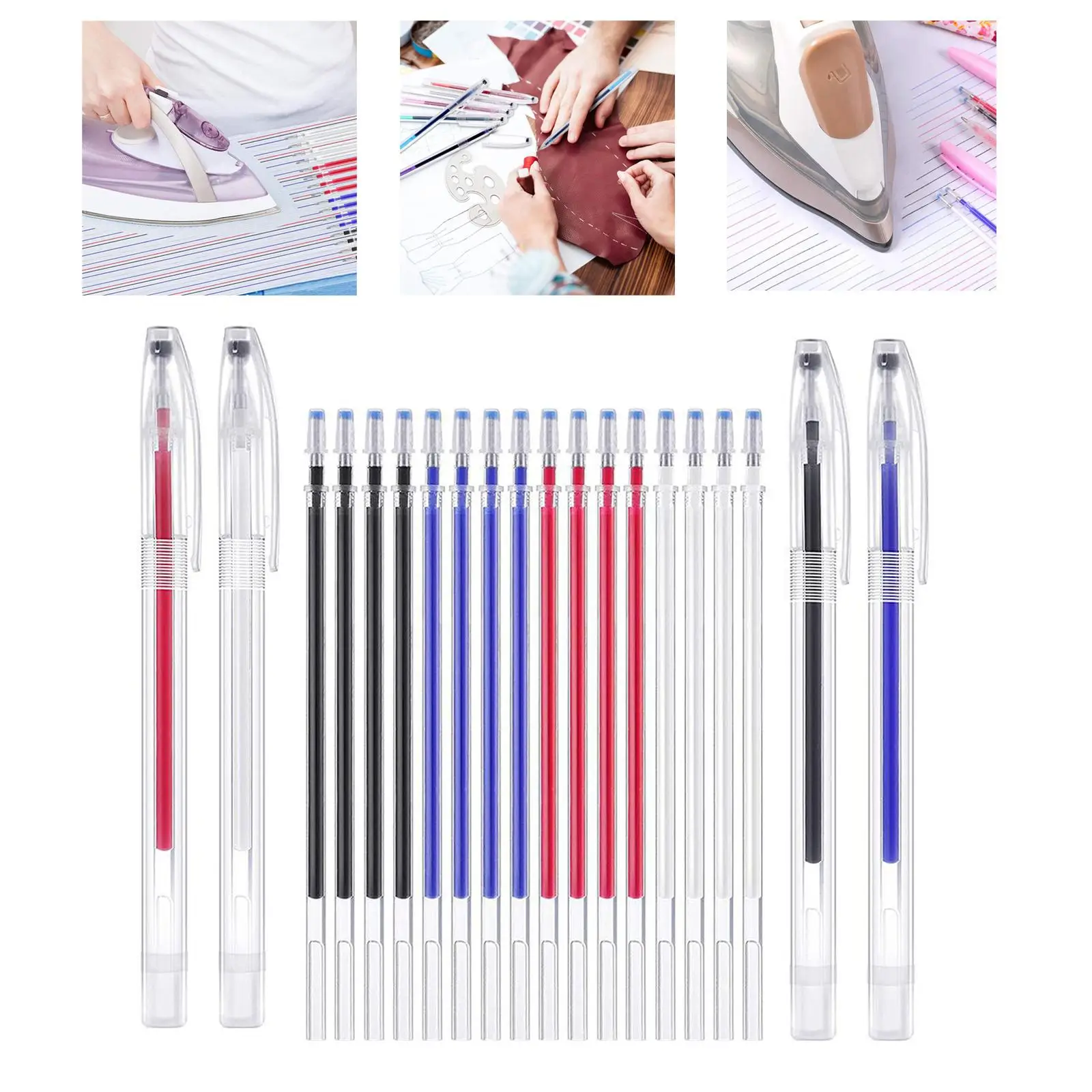 

2x Fabric Marker Pen, 1 Set Heat Erasable Fabric Marking Pens 4Color 5Pcs