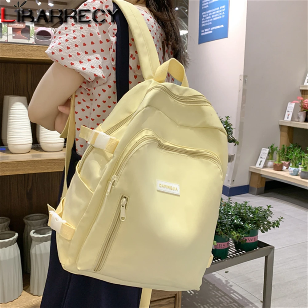 New Nylon Backpack for Women Bags Female School Bags Fashion Ladies Girls Travel Backpack Solid Color Women Shoulder Backpacks