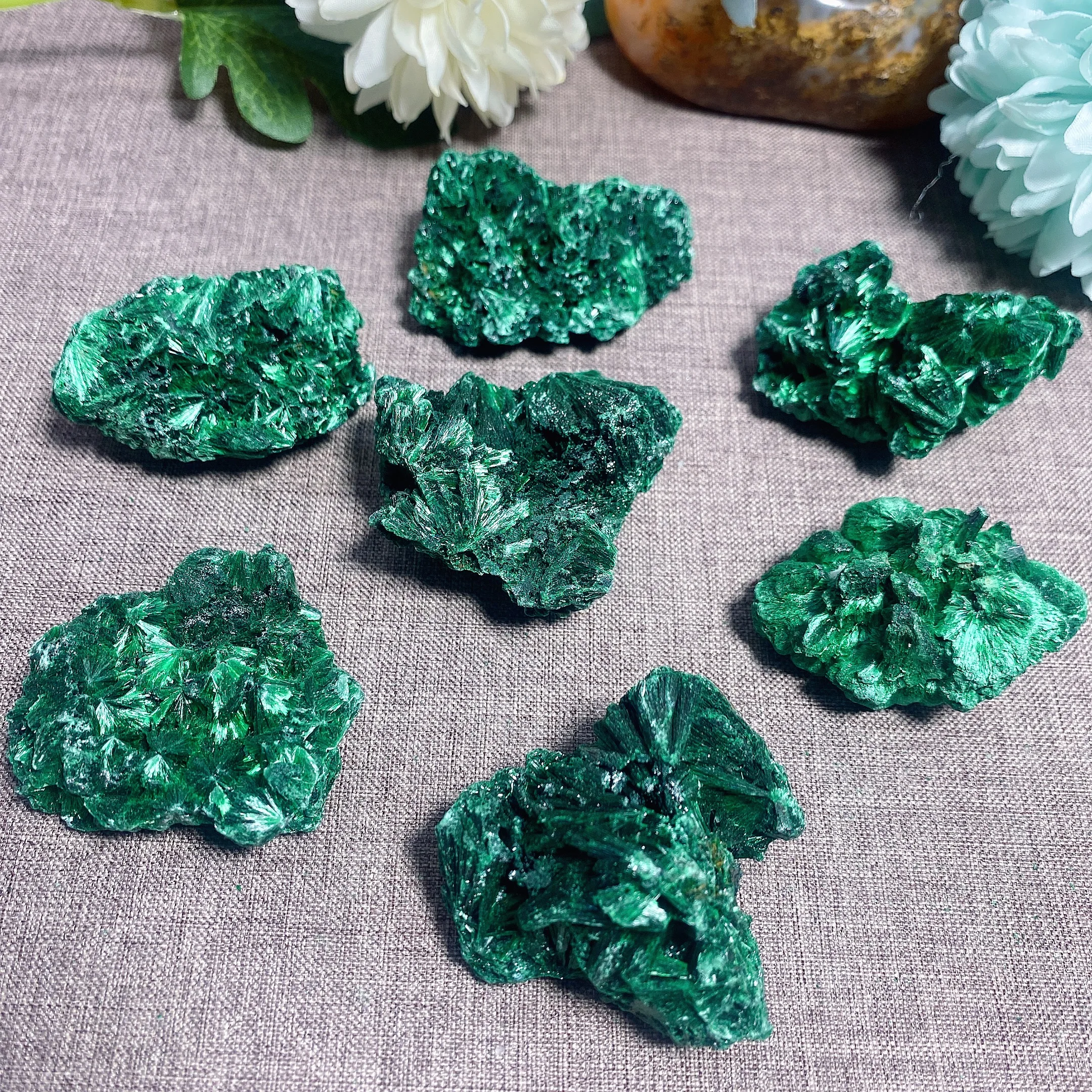 Velvet Malachite Specimens, Fibrous Silky Malachite Clusters, Choose Your Own Natural Raw Malachite Chunk