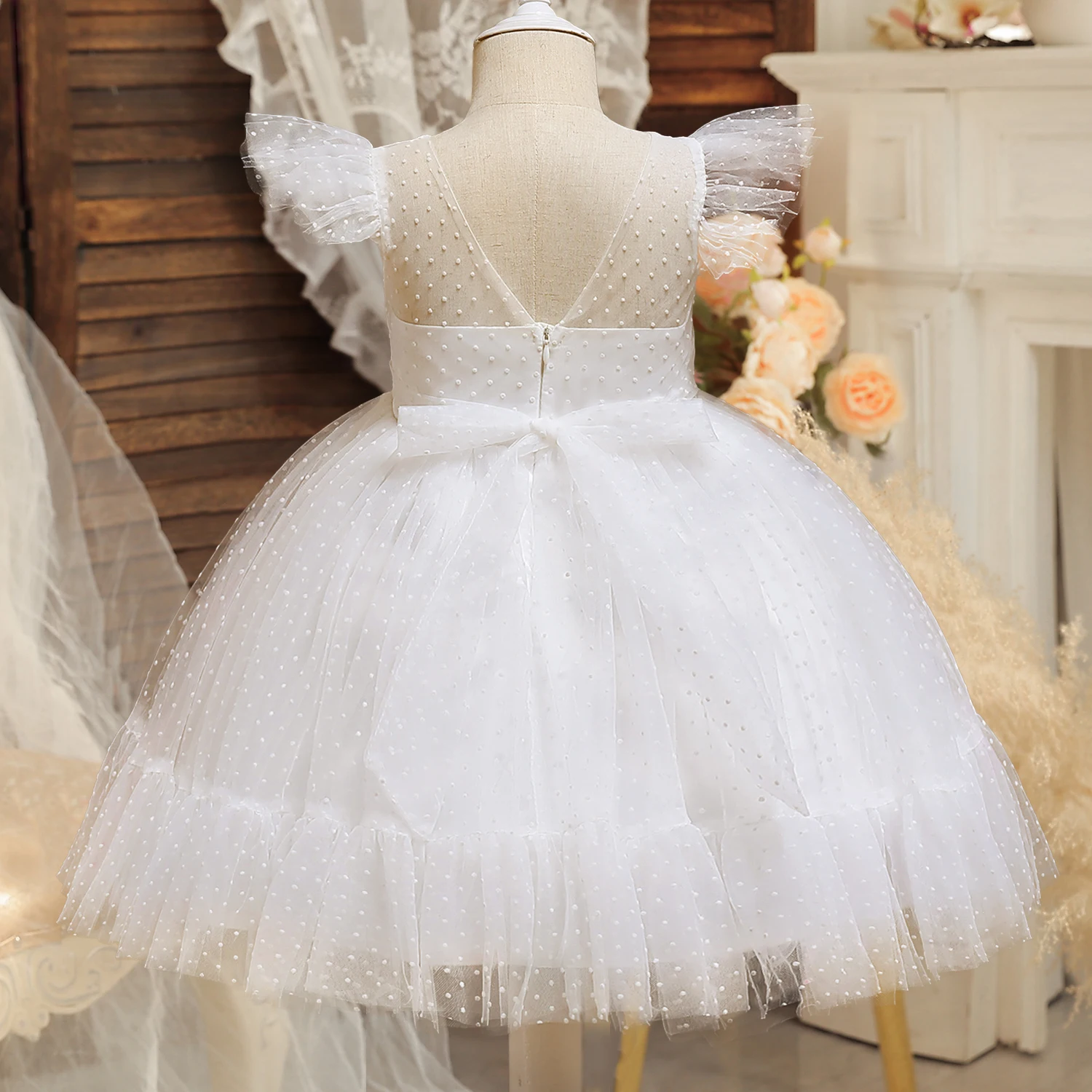 Elegant Girl Fluffy Dress Flower Baby Wedding Ceremony Costume Birthday Outfits White 1st Communion Tutu Gown Kids Gala Clothes