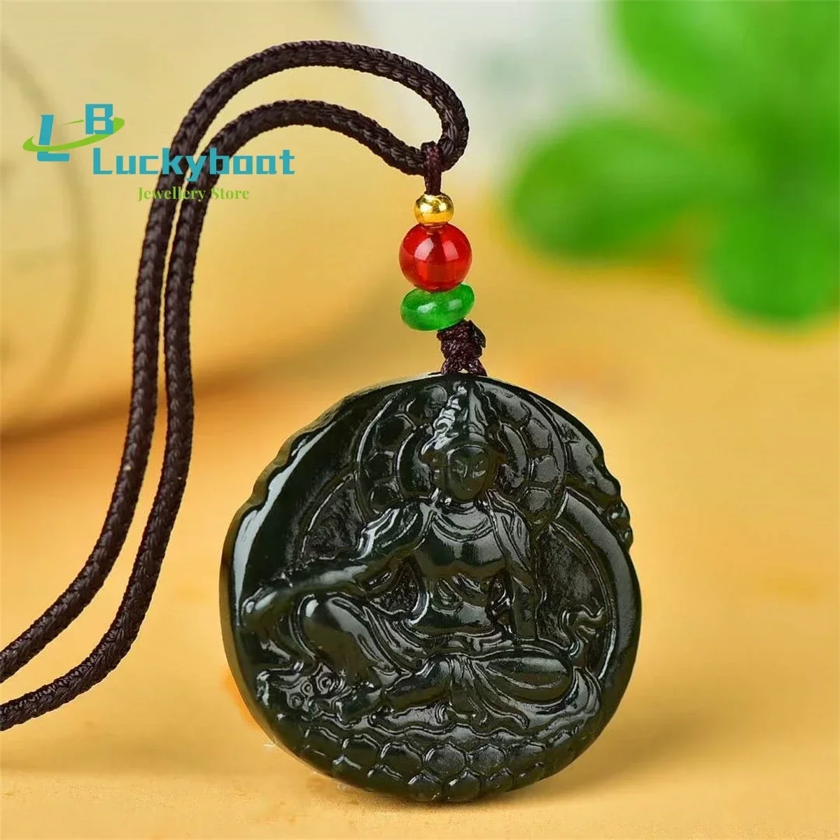 Natural Hotan Jade Auspicious Guanyin Pendant Simple and Generous Personality Fashion Versatile for Men and Women