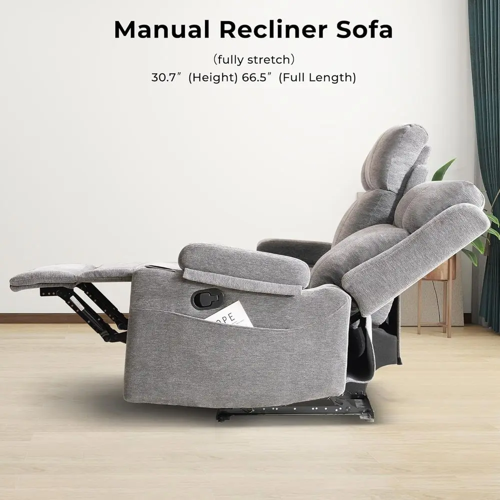 أريكة استرخاء من الشنيل بثلاثة مقاعد مع حاملات أكواب، مقاعد واسعة، سهلة التجميع، قماش مقاوم للانسكاب لغرف المعيشة المريحة والمركبات الترفيهية #6