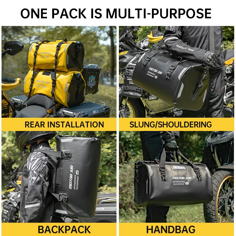 Multifunctional Motorcycle Bag 45L/65L High-Capacity Outdoor Travel Gears Riding Storage Back Seat Package Waterproof Tail Bag
