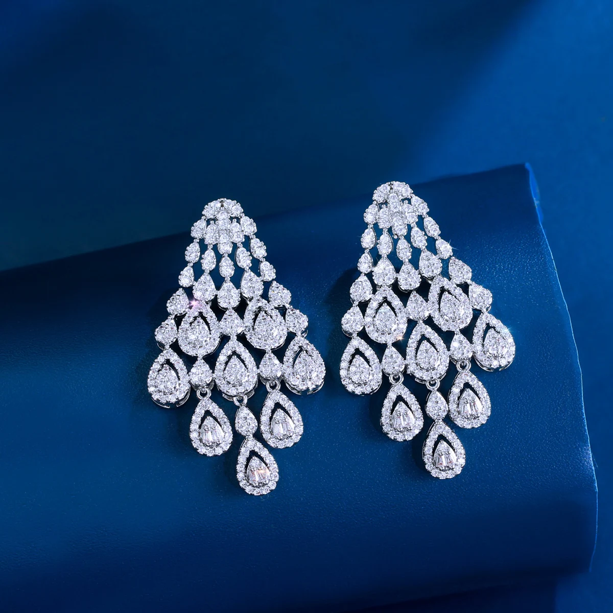 CWWZircons Trendy White Water Drop Cubic Zirconia Brazil Style Party Long Dangle Earrings for Women Festive Jewelry Gifts E1169