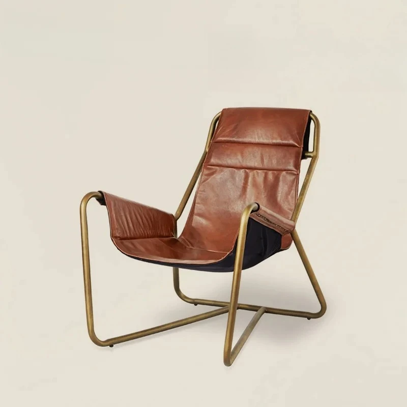 

Italian Minimalist Designer Model Leatherworker Leisure Chair Nordic Retro Creative Leather Single Recliner