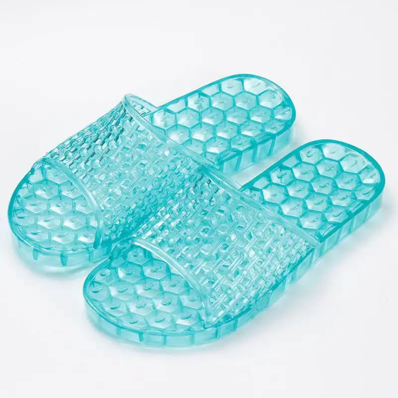 2024 New Women\'s Summer Transparent Crystal One Word Flat Sole Slipper Soft Sole Non Slip Home Slipper Bathroom Slipper