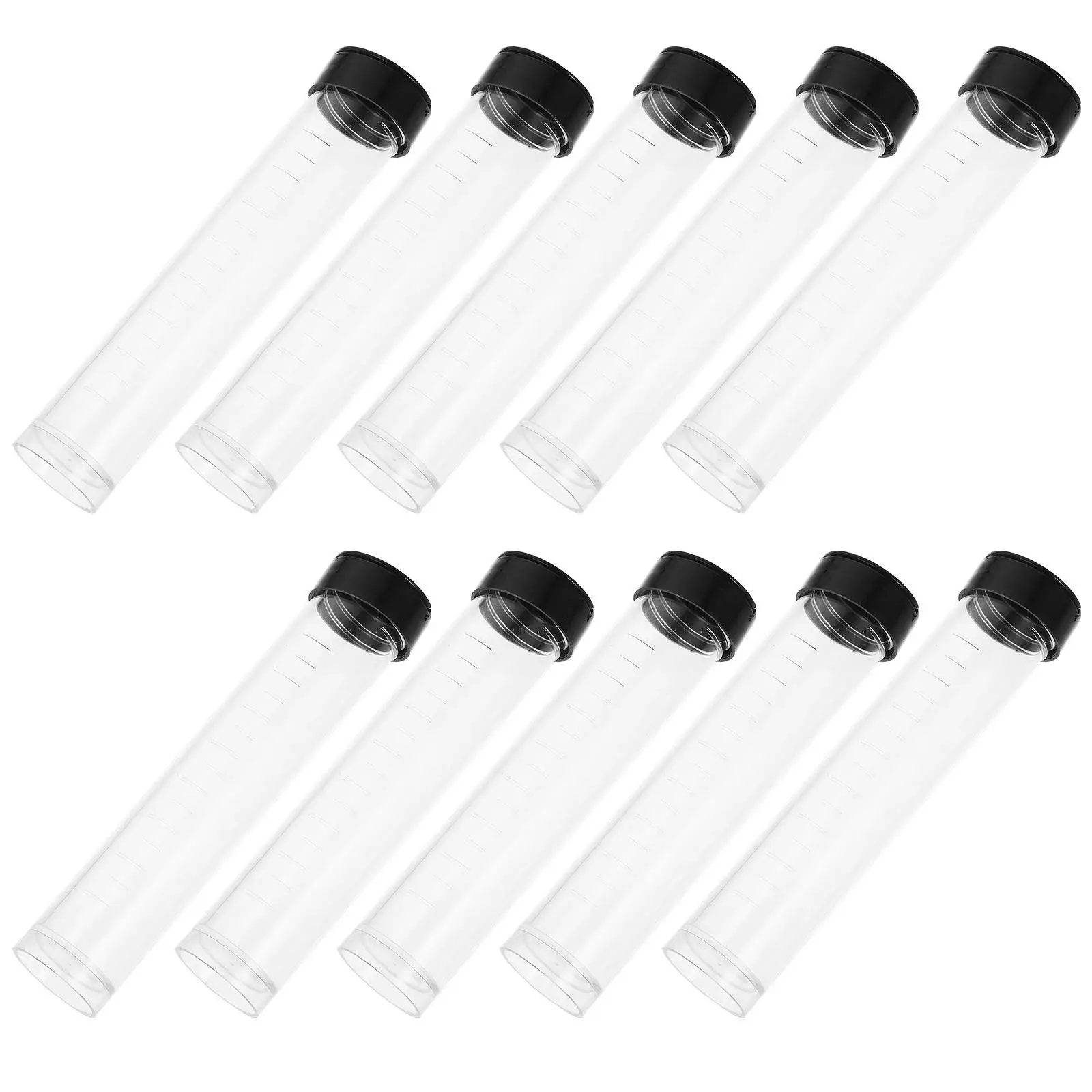 

10 Pcs Clear Plastic Storage Tubes 10ml Large Black Bottles Sealed Tube for Beads Jewelry Buttons Small Items Reusable Portable