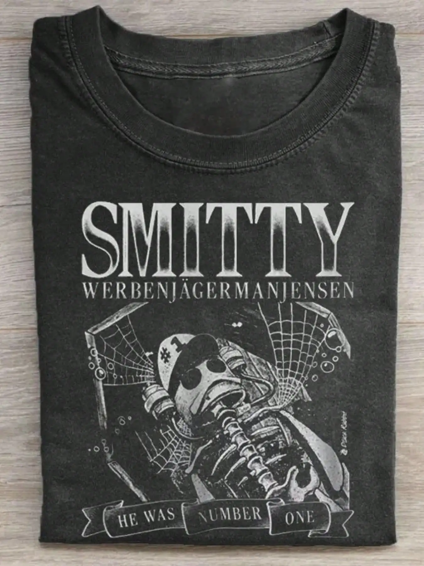 Washed Printed T-Shirt 210g Skull With Hat, High-Quality Wax Printed Cotton Retro Fashion Brand T-Shirt, Suitable For Summer T-Shirt With A Certain Thickness, Holiday Gift