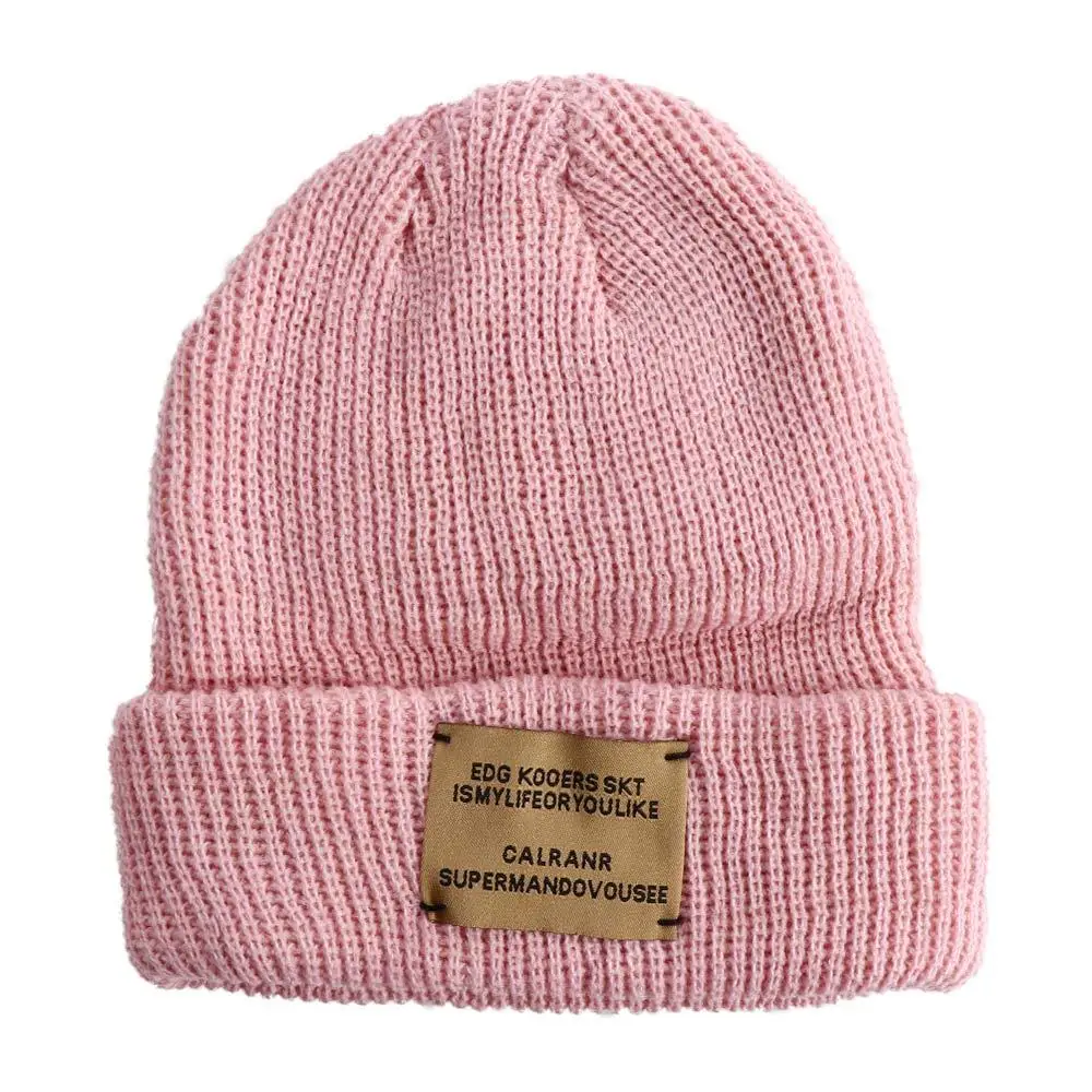 

Temperament Cute Simple All-match Letter Solid Color Autumn Winter Men Beanies Woolen Hat Knitted Hat Korean Style Caps