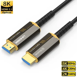 8K HDMI 2.1 Cable Optical Fiber 8K 60Hz HDMI 2.1 Cable 4K 120Hz 48Gbps 10M/15M HDMI 2.1-Compatible HDCP 2.3 eARC HDR HDTV PS5