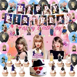 Singer Swifts Theme Decoration Set Taylor Kid Birthday Party Background Cloth Balloon Banner Cake Topper Baby Shower Supplies