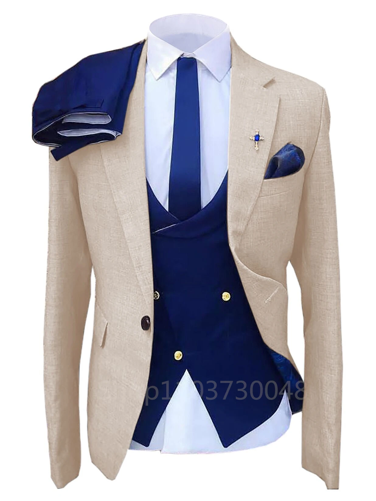 

3 Pieces Costume Homme Italian Business Slim Fit Solid Men's Suits Groom Prom Tuxedos Groomsmen Blazer Vest Pants for Wedding