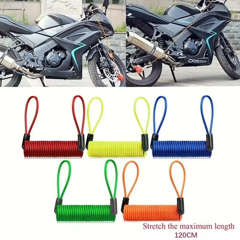 Bike Spring Cable Lock Anti-Theft Rope Alarm Disc Lock Bicycle Security Reminder Motorcycle Theft Protection 120-150cm