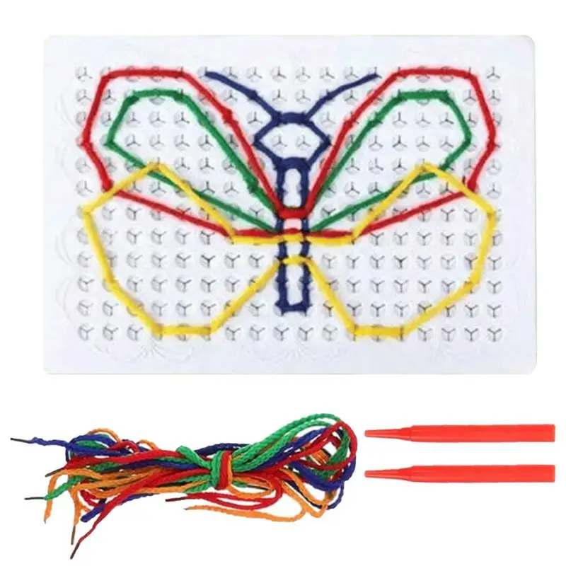 เด็ก Threading BOARD Montessori Lacing ของเล่นเด็กที่มีสีสันเด็กวัยหัดเดิน Threading ของเล่น Interactive ของเล่นเพื่อการศึกษาเด็กการเรียนรู้