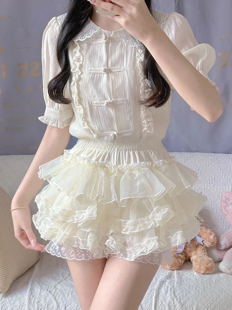 Safety Shorts Bottom Layer Pumpkin Skirt Support Anti-Light JK Multi-Layer Fluffy Skirt Lolita Dog Short Summer Cute Base Lay...