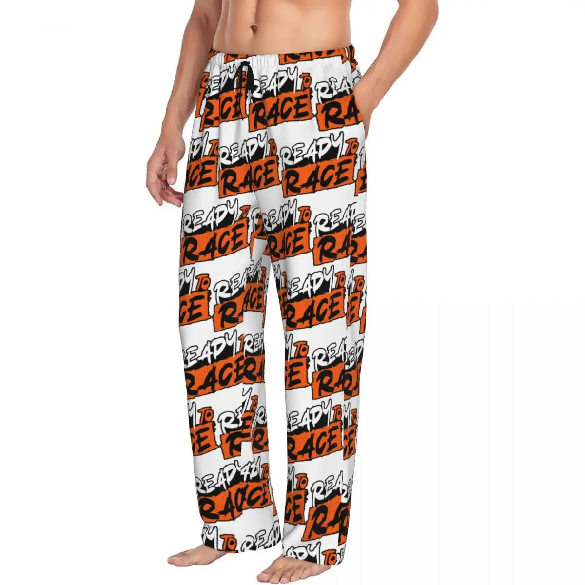 Custom Ready To Race Pajama Pants for Men Racing Motorcycle Biker Sleepwear Lounge Sleep Bottoms Stretch with Pockets