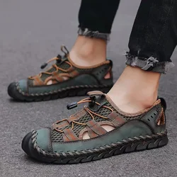 Summer Men Casual Shoes Leather Men's Sandals Comfort Non-slip Men Shoes 2024 Designer Vintage Sandals Male New Erkek Ayakkabı