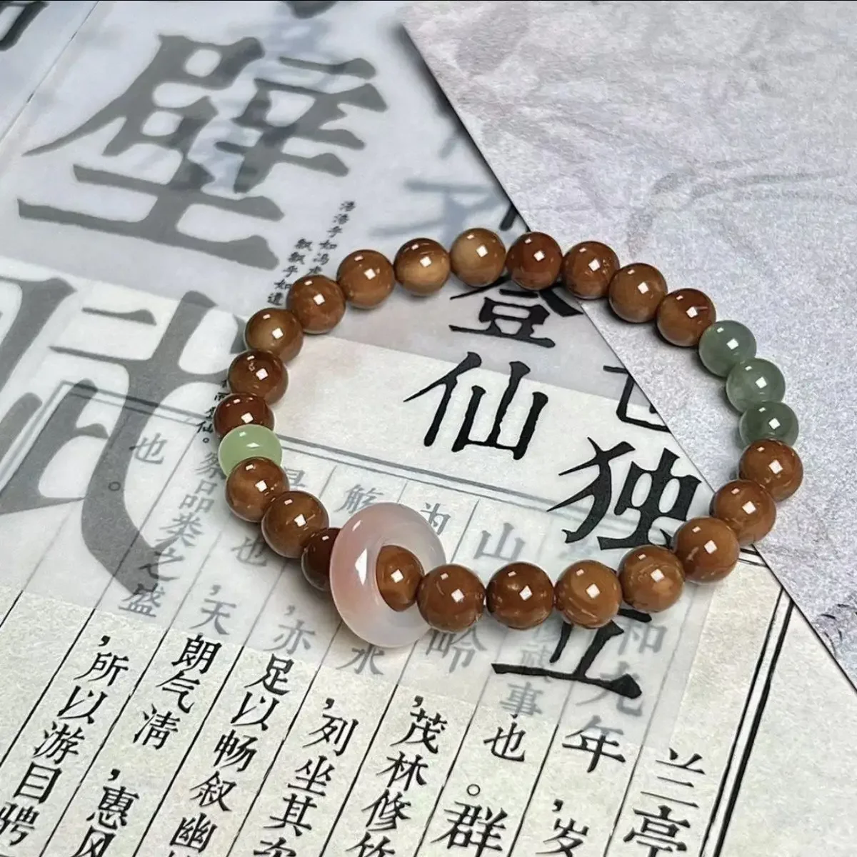 Natural Bodhi Seed Blessing Transfer Bracelet Lotus Root Powder Running Ring and Oda Design Cook Bodhi Bracelet