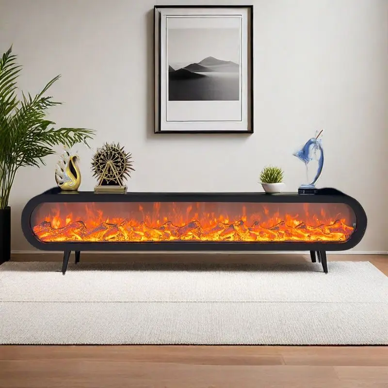 خزانة تلفزيون بيضاوية كلاسيكية حديثة لتزيين مدفأة سوداء فريدة من نوعها خزانة تلفزيون فاخرة إسكندنافية Mueble Para أثاث تلفزيون منزلي #3