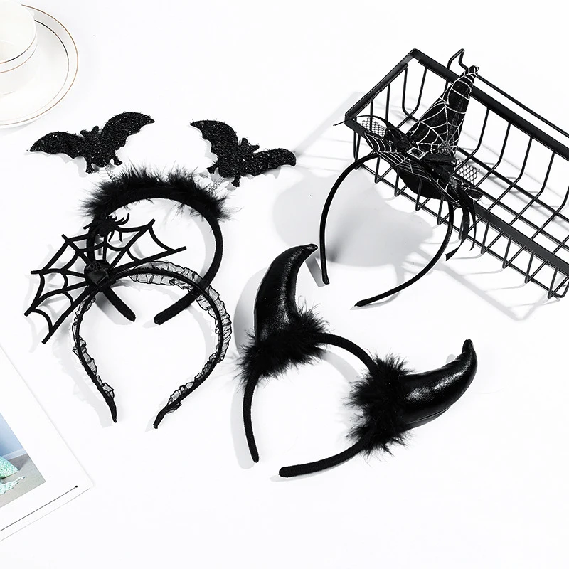 Halloween Devil Hair Band Halloween Party Decoration Spider Web Witch Dance Headband Photo Props Ghost Festival Bat Head Hoop